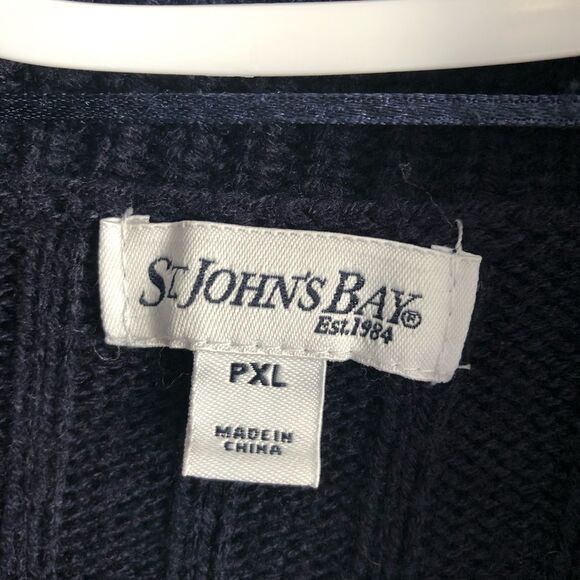 𝅺vintage St. John's Bay Petite size XLP Navy cable knit, cowl neck cardigan - Picture 4 of 5